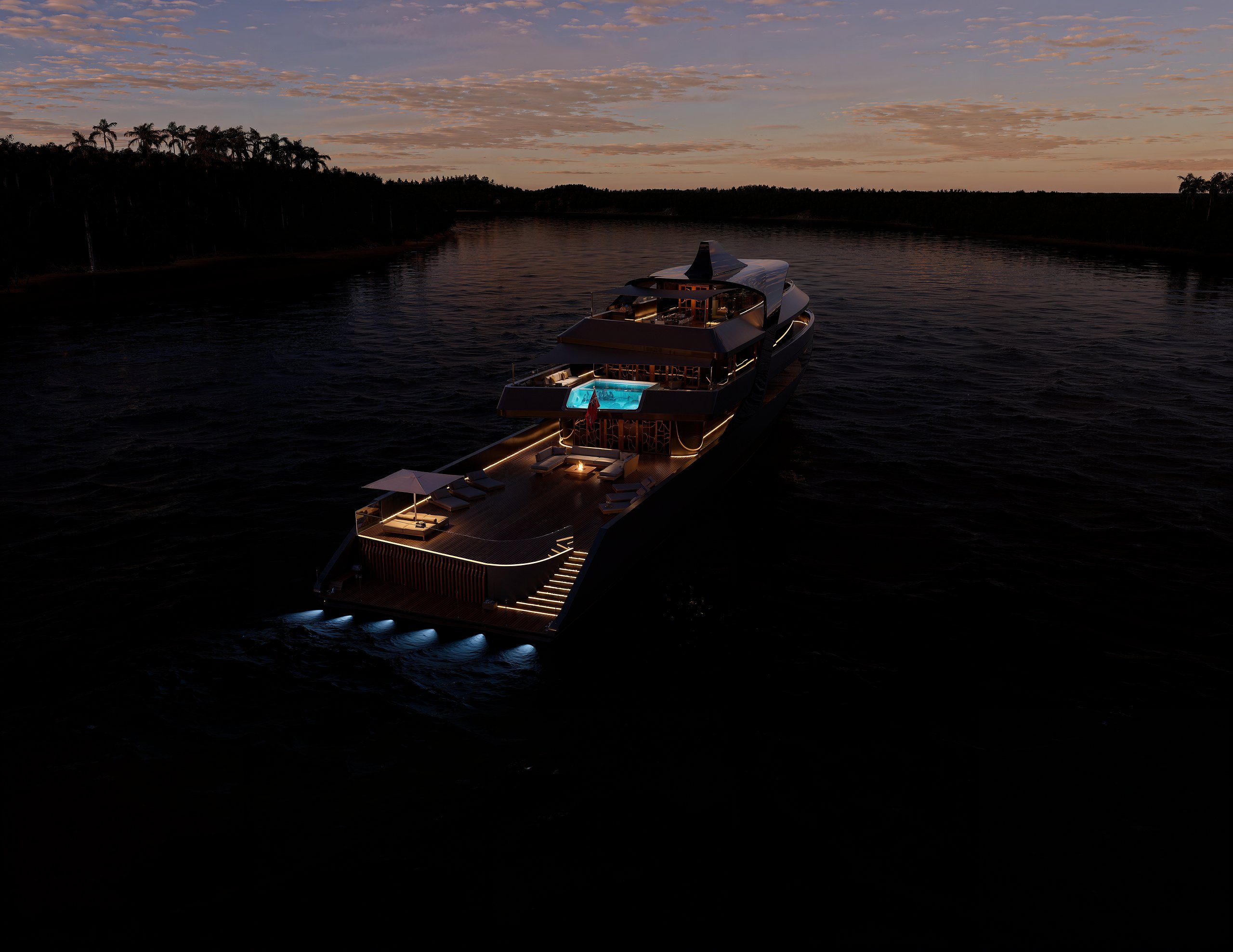 Pirarucu illuminated at night